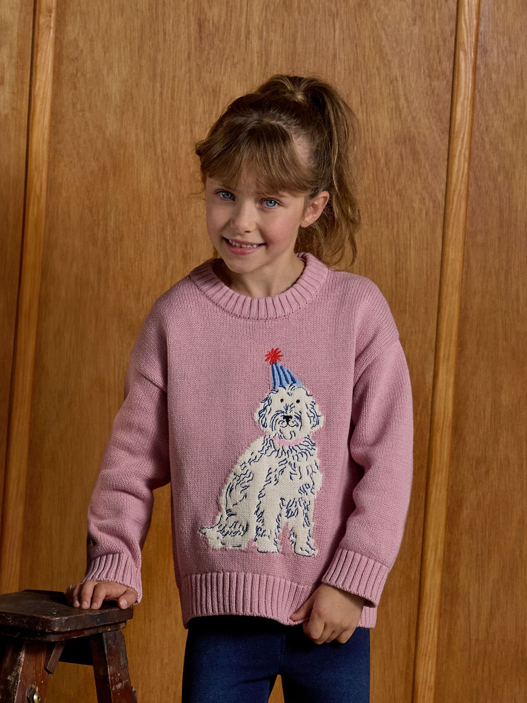 Girls' Hattie Pink Cockapoo Dog Jumper (AY5470) | £16 - £18