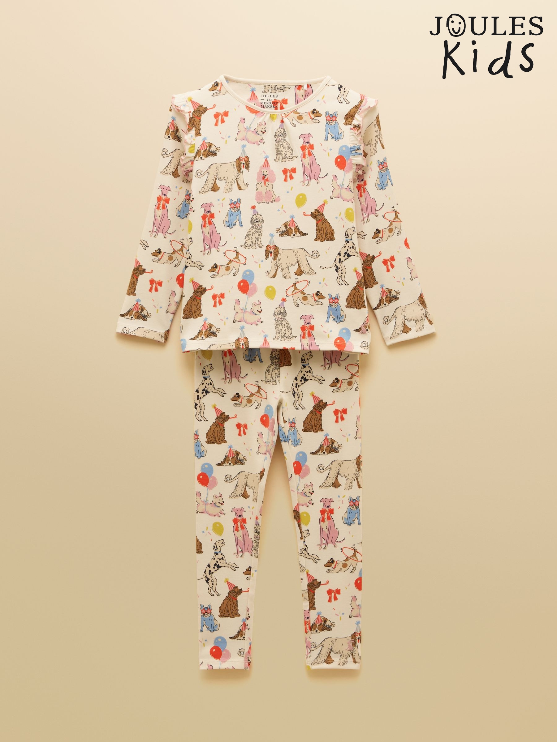 Girls' Kipwell Cream Dogs Long Sleeve Pyjama Set (AY5471) | £22 - £28
