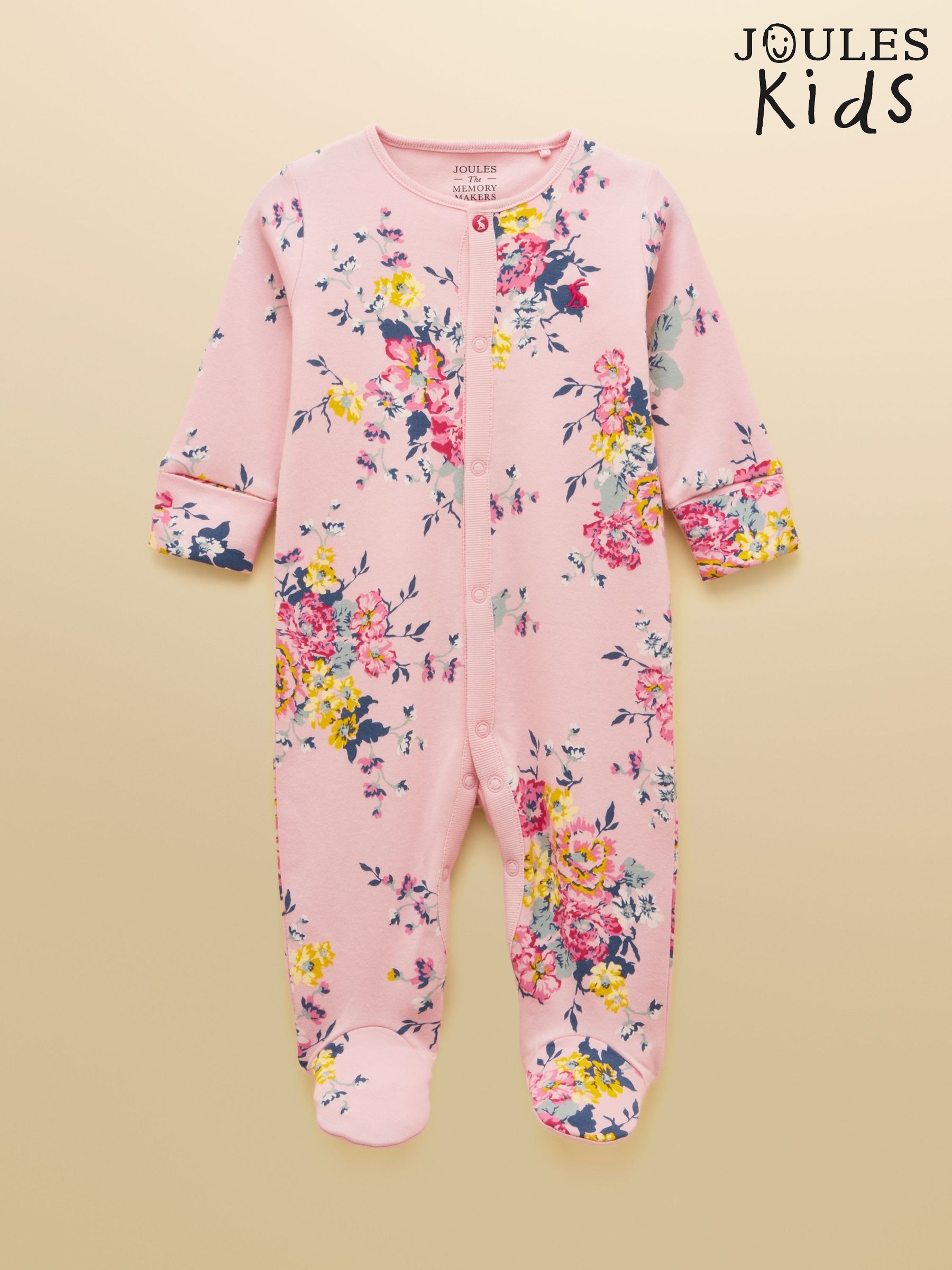 Razamataz Pink Floral Cotton Babygrow (AY5483) | £16