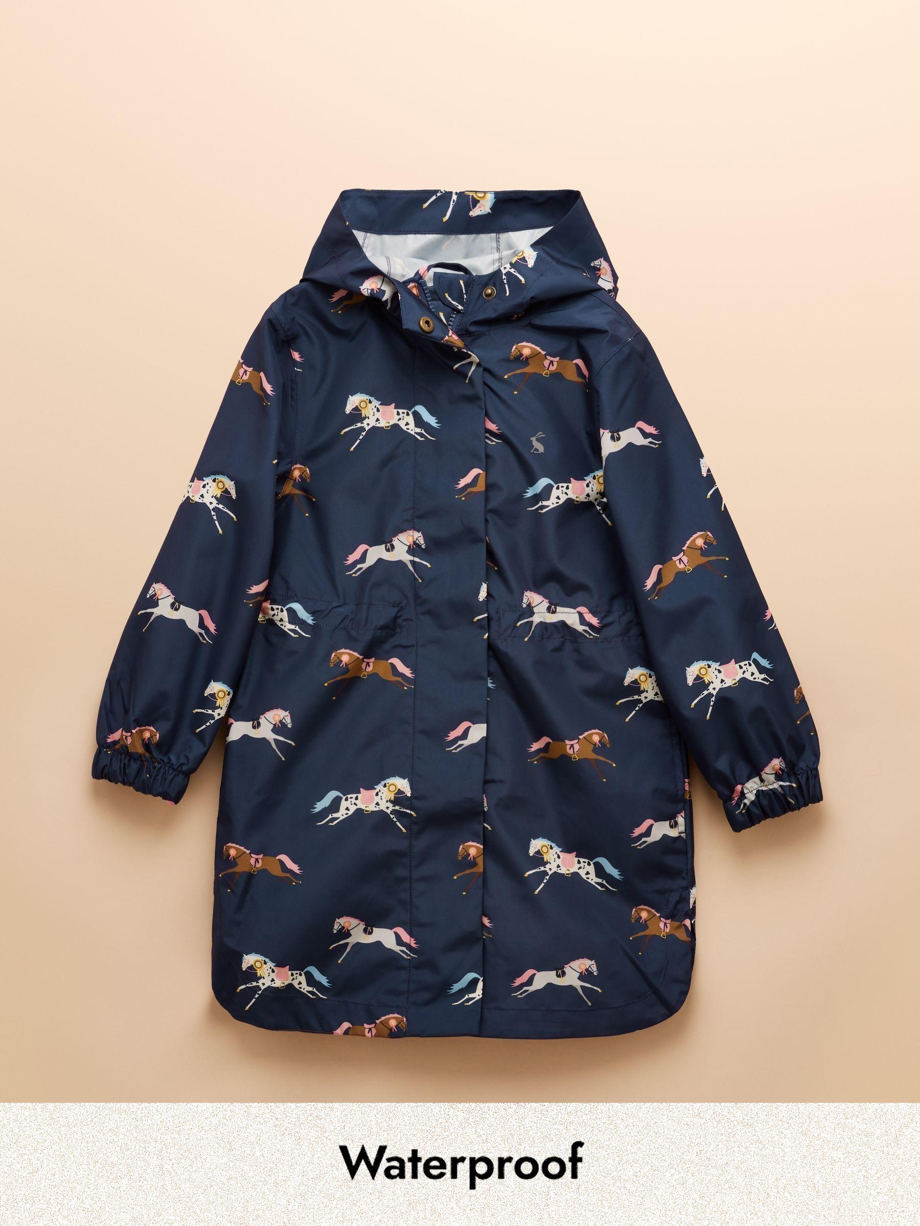 Girls' Rainford Navy Horse Waterproof Packable Raincoat (AY5507) | £34 - £37