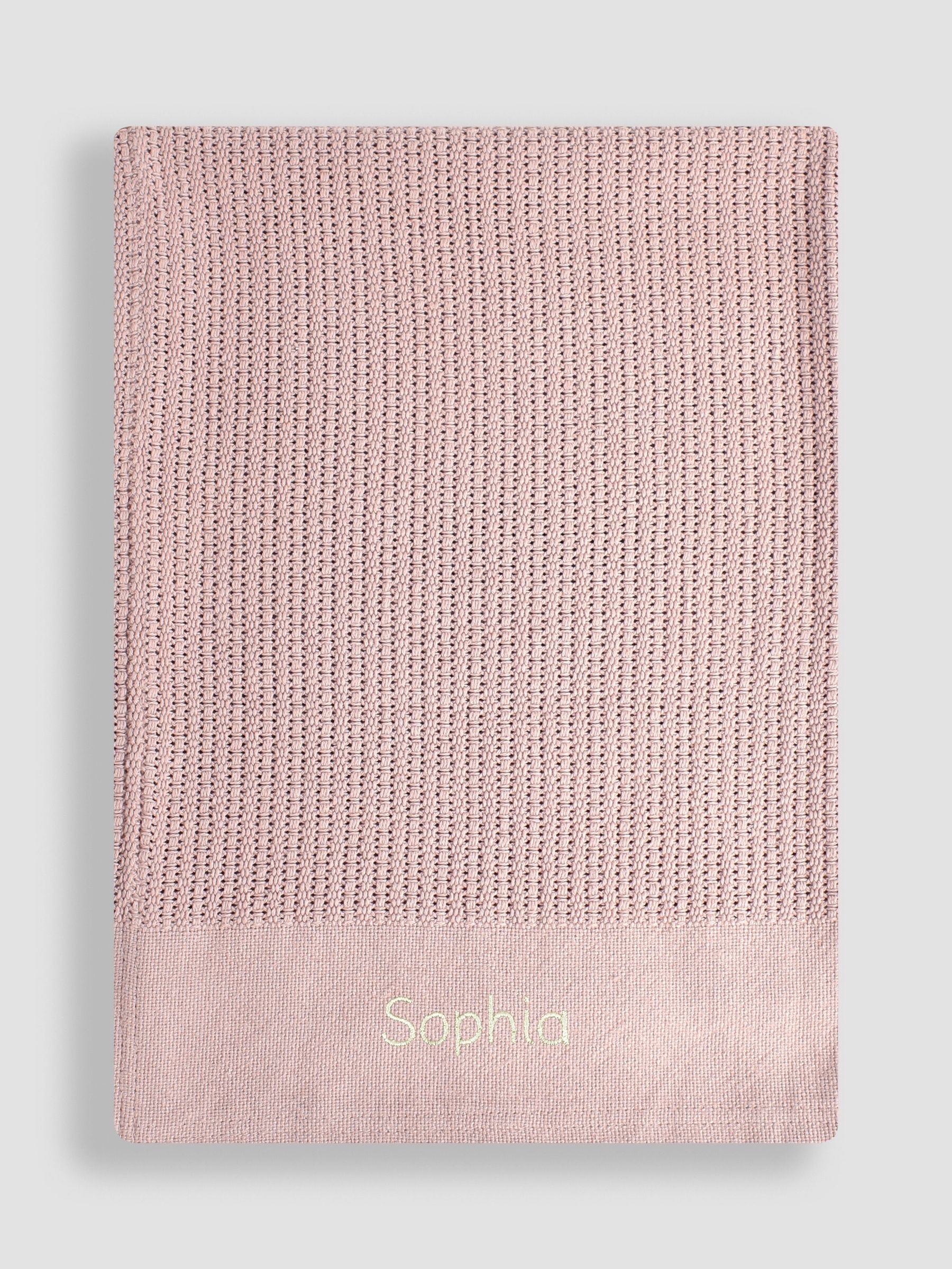 Personalised Pink Woven Cellular Blanket (AY6512) | £24