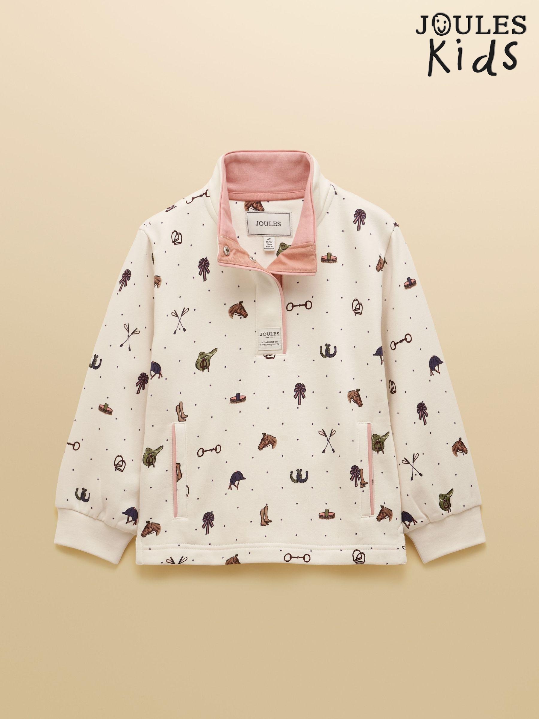 Girls' Burnham Cream Horse Funnel Neck Sweatshirt (AY7587) | £28 - £31