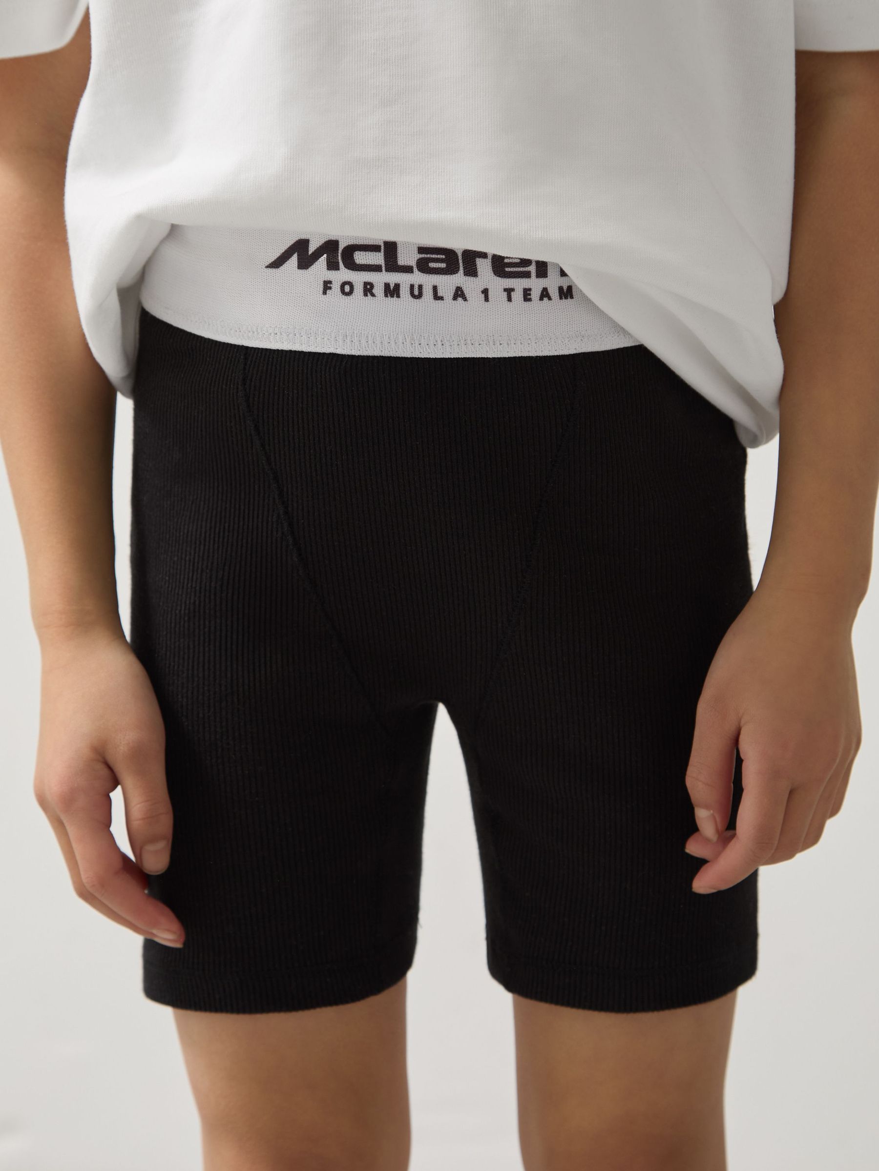 9-13 yrs McLaren F1 Team Ribbed Cycle Shorts in Black (AY7746) | £24