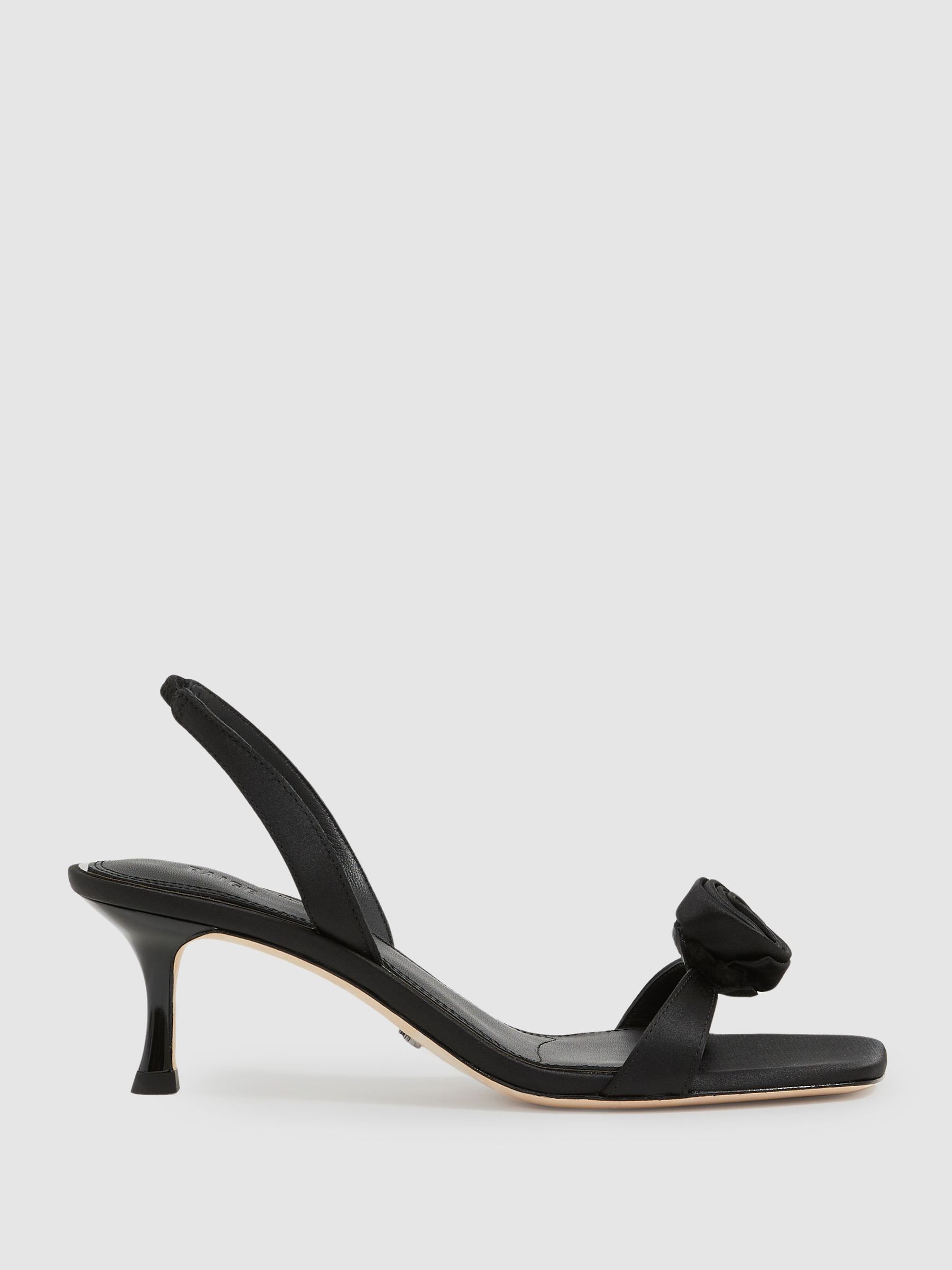Paige Satin Rosette Sandals in Black (AY8085) | £255