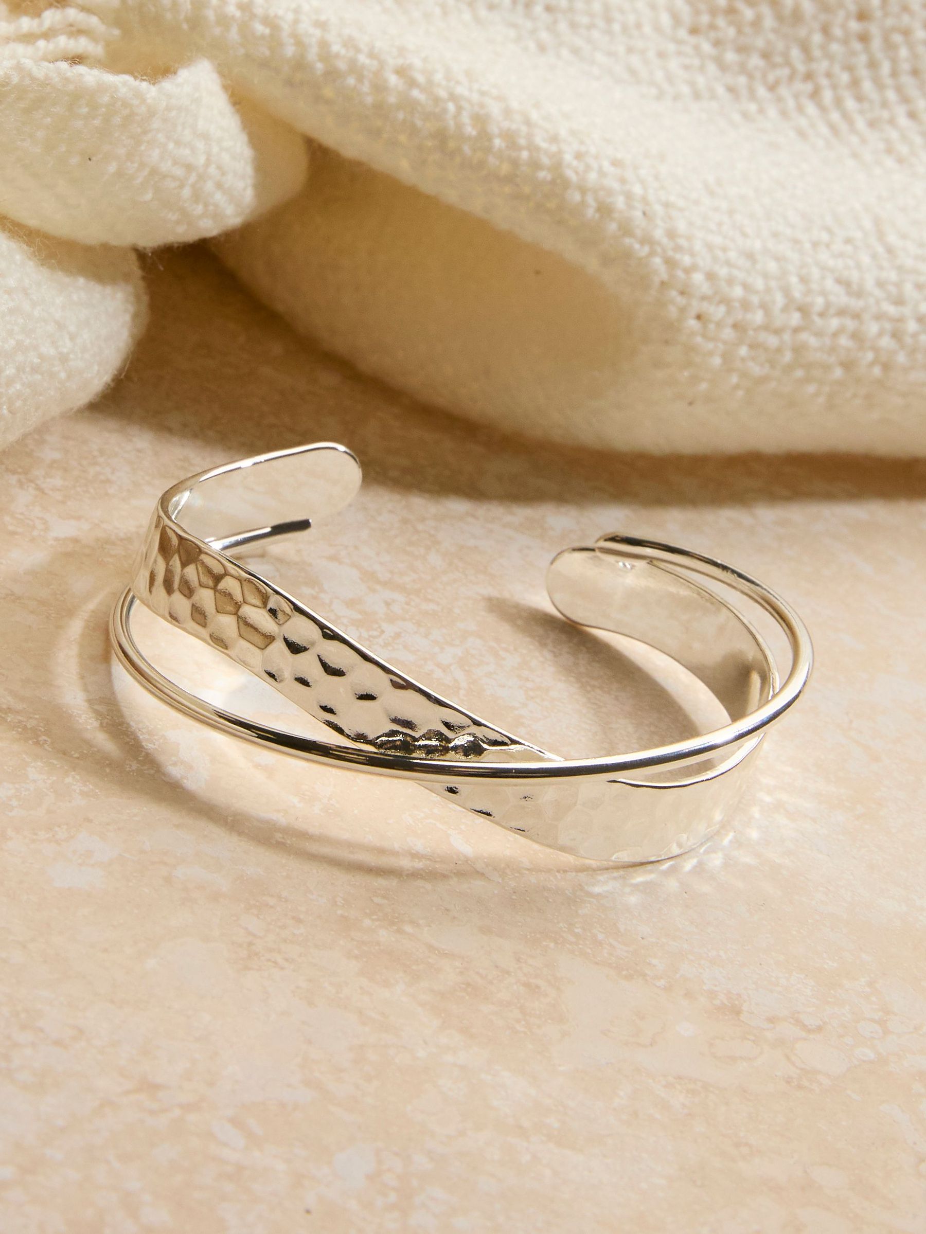 Silver Coloured Hammered Twist Detail Bangle (AY8448) | £14.50