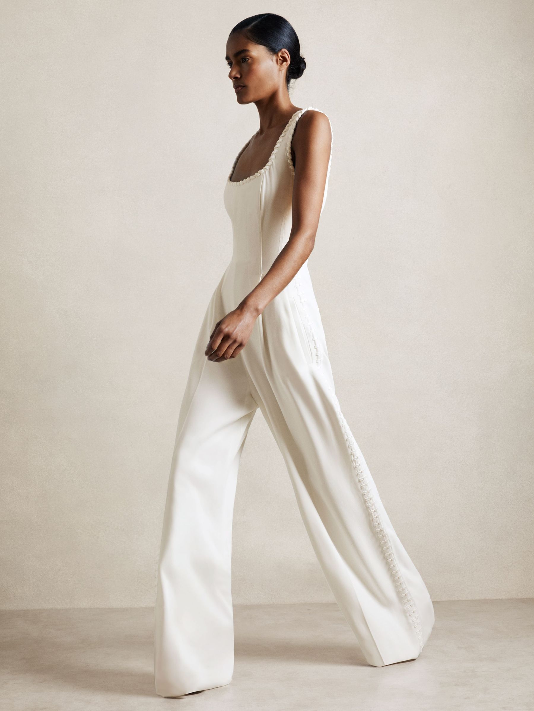 Atelier Whipstitch Wide-Leg Jumpsuit in White (AY8861) | £595