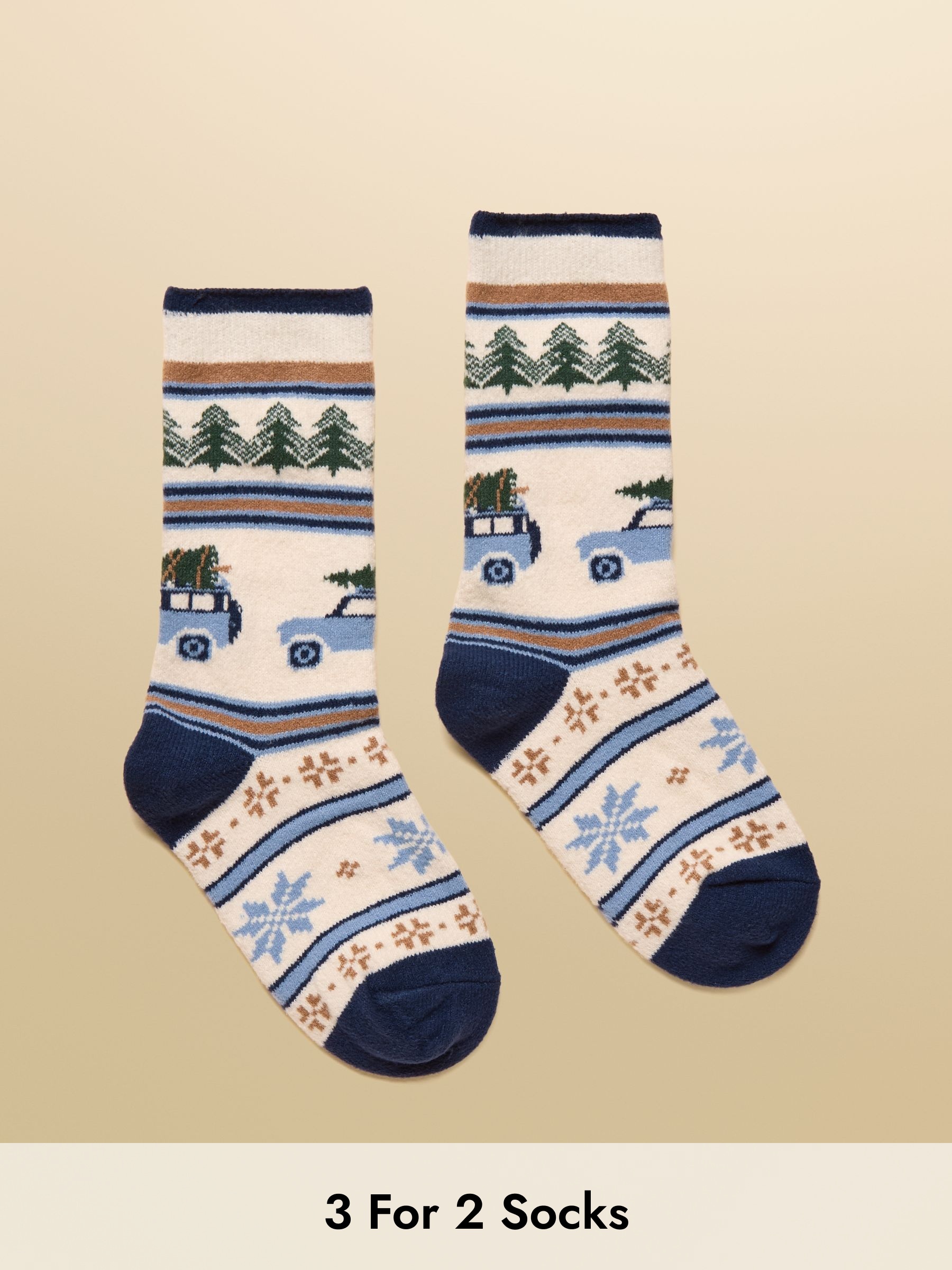 Kids' Ellis Navy Fair Isle Cosy Socks (AY9002) | £6.95
