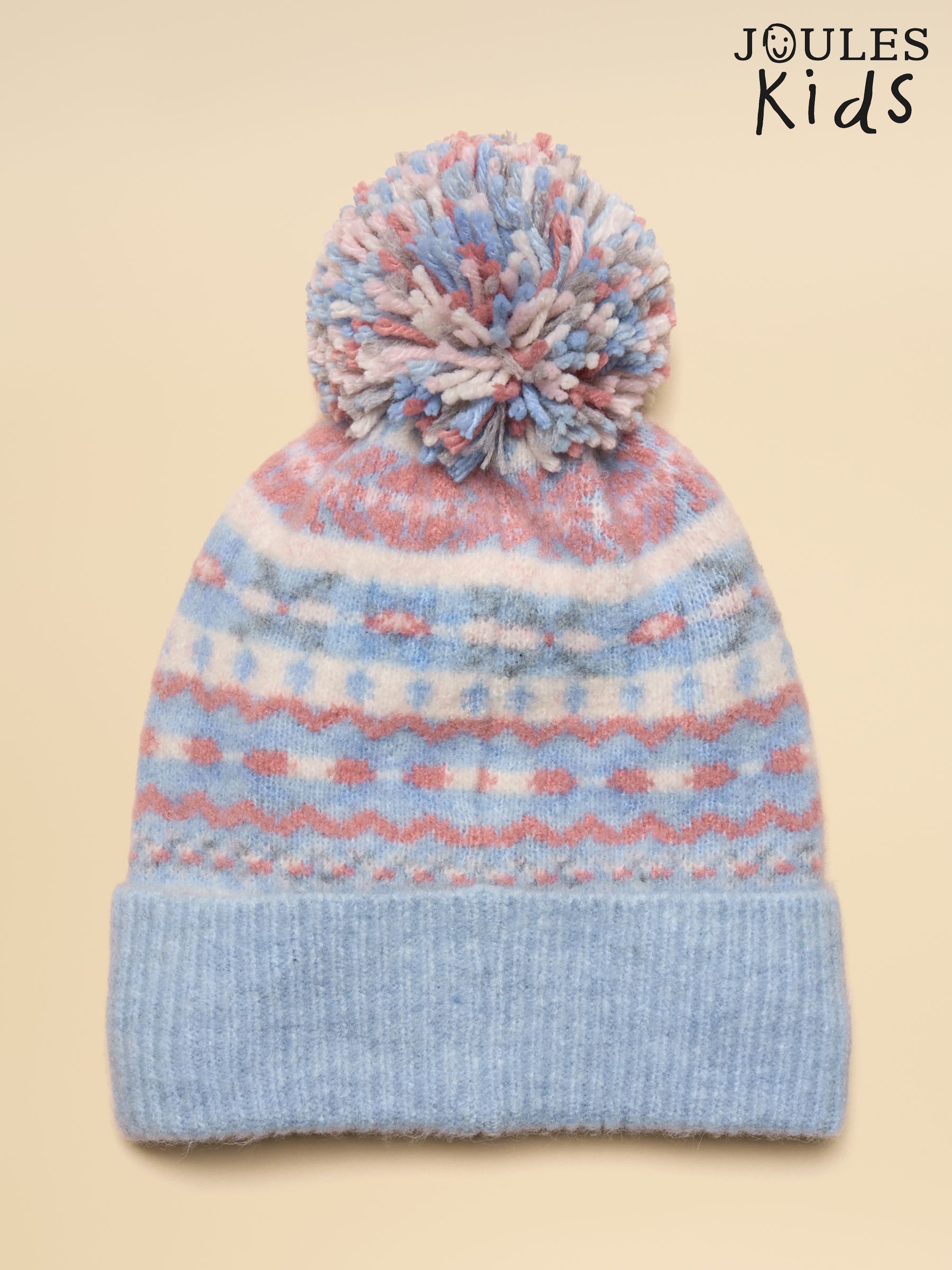 Riley Blue & Pink Cosy Lined Fair Isle Bobble Hat (AY9015) | £12.95