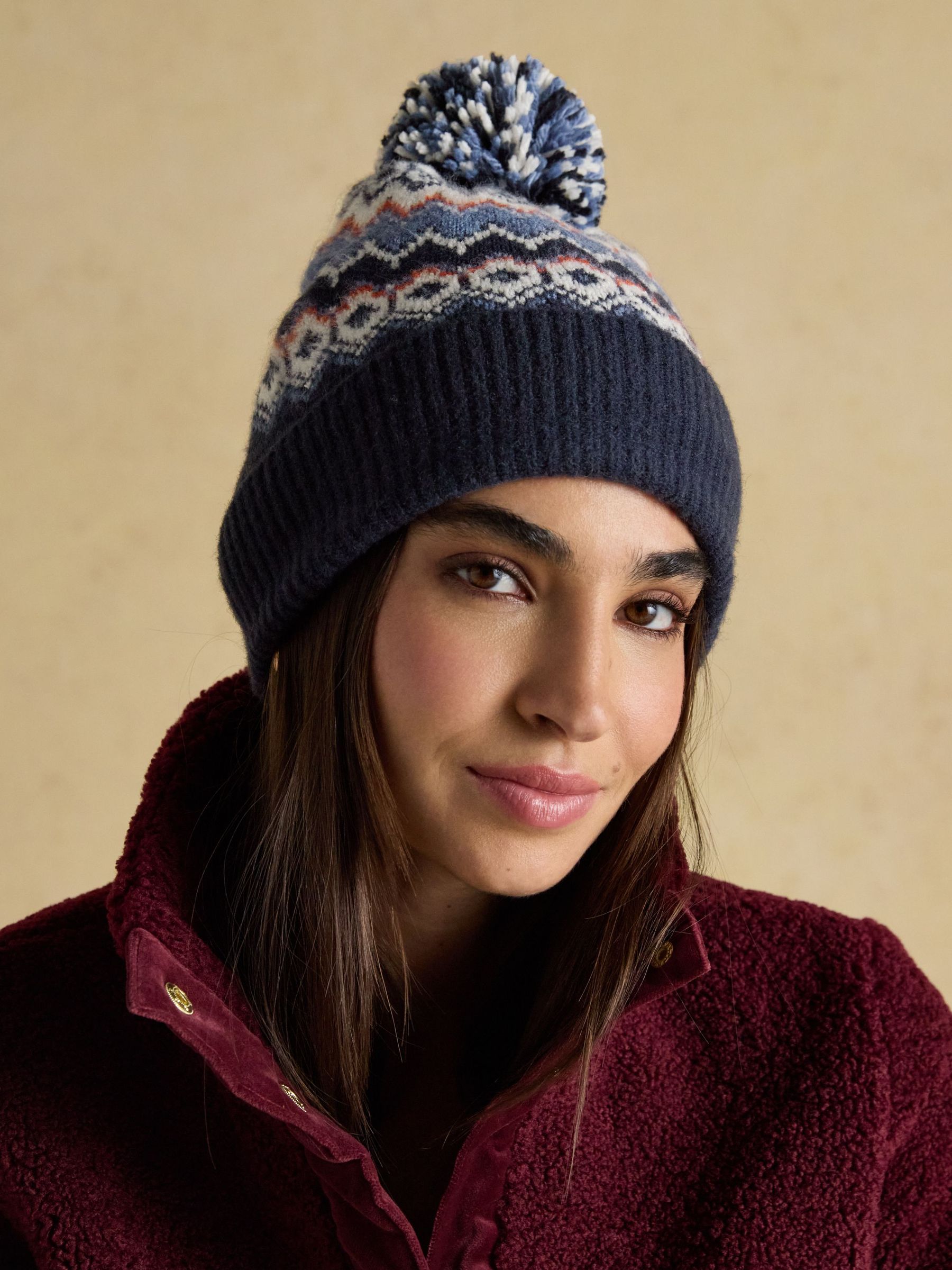 Kara Navy Fair Isle Bobble Beanie Hat (AY9023) | £22