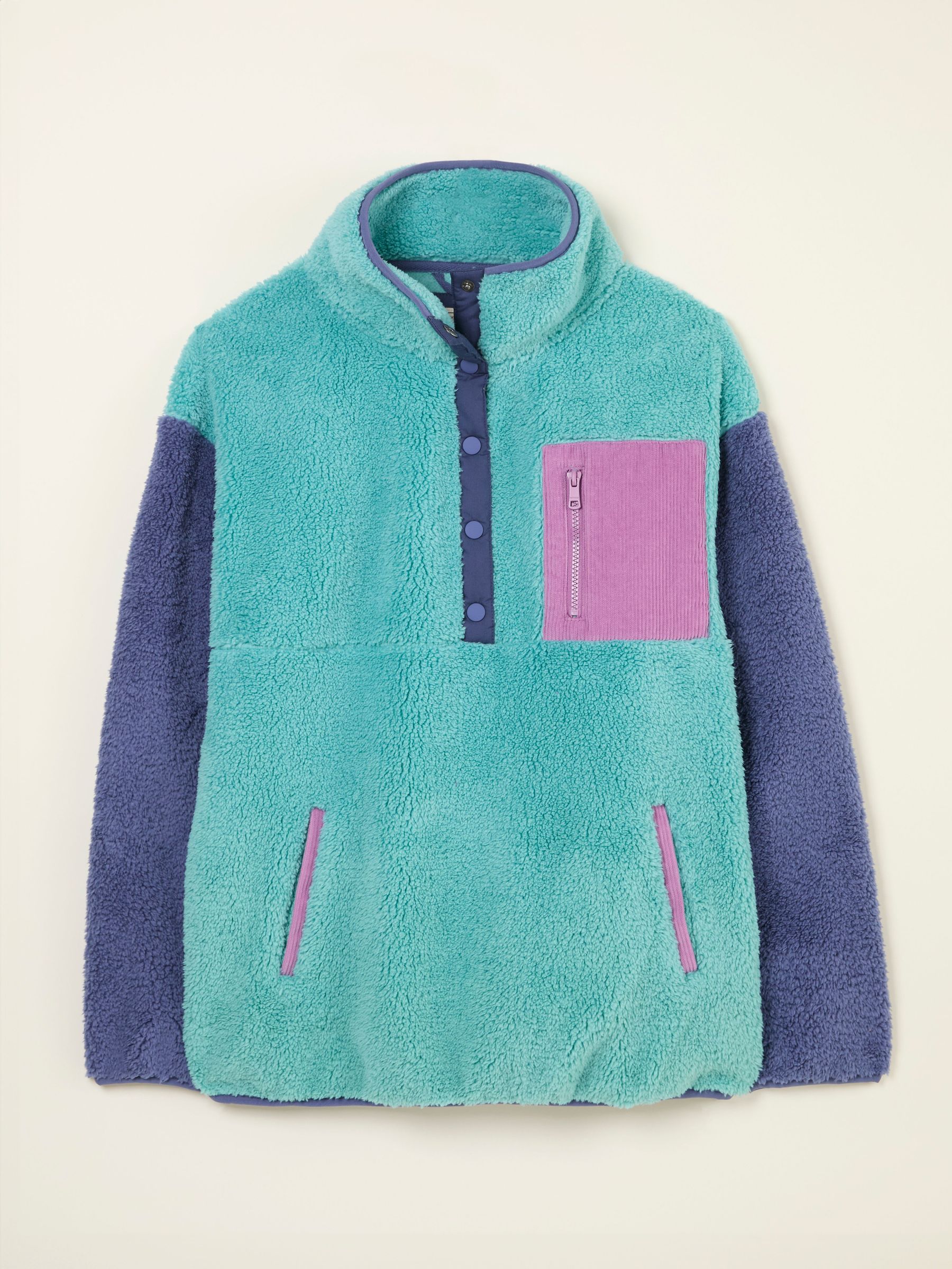Teal Blue Colourblock Half Neck Fleece (AY9500) | £65