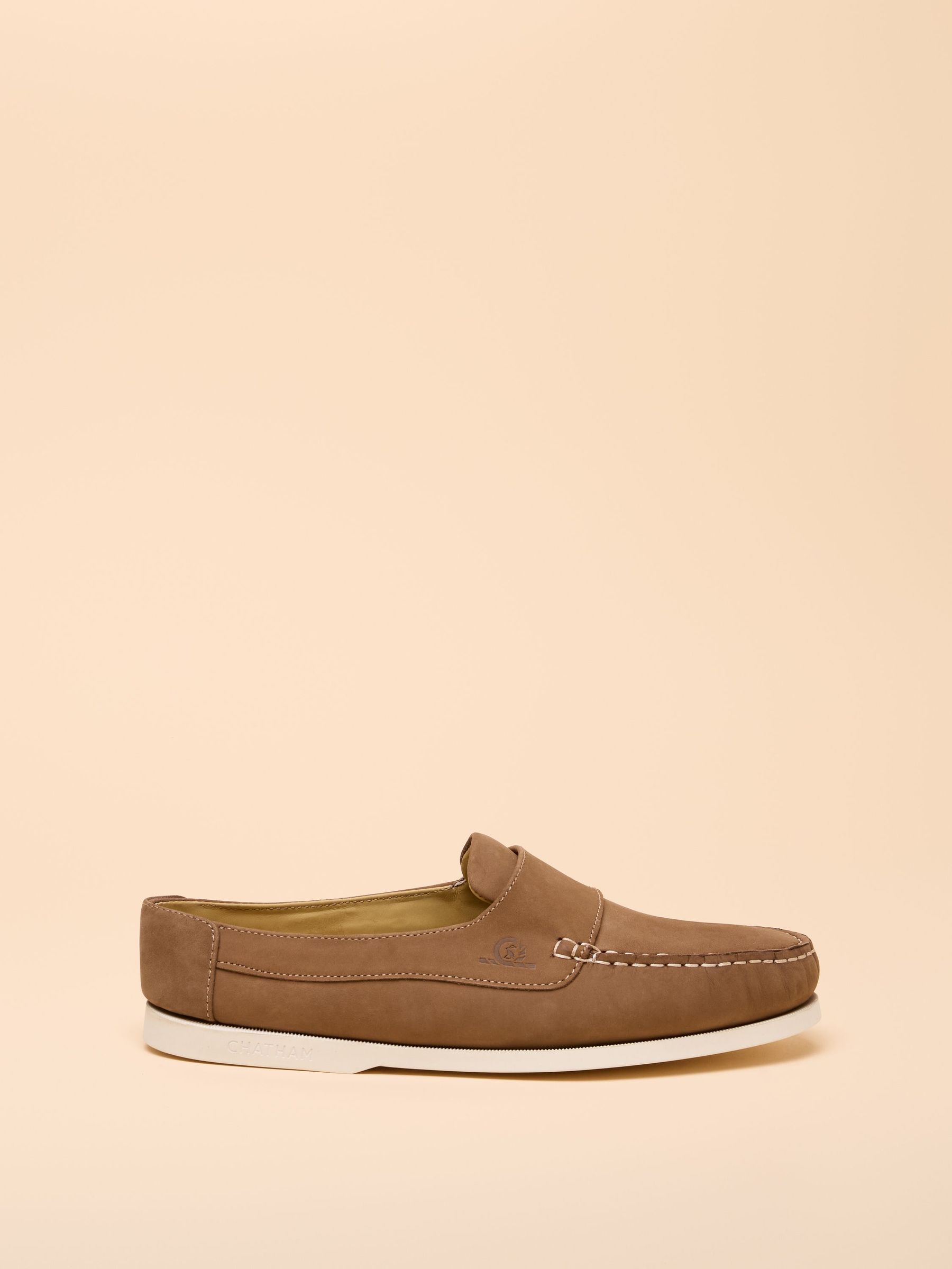 Joules X Chatham Taupe Brown Buoy Nubuck Leather Deck Shoes (AY9650) | £95
