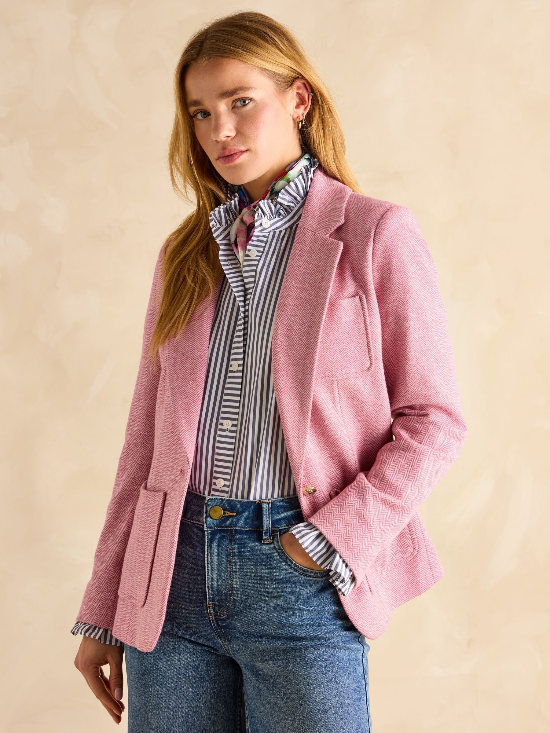 Albury Pink Cotton Blazer (B00060) | £129