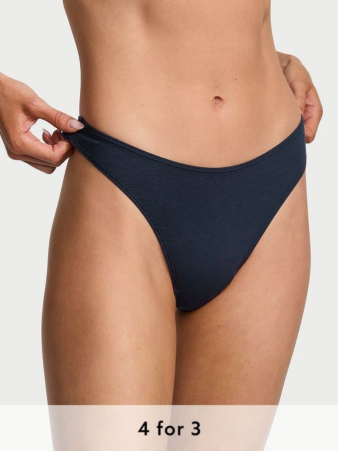 Noir Navy Blue Thong Knickers (B00222) | £9
