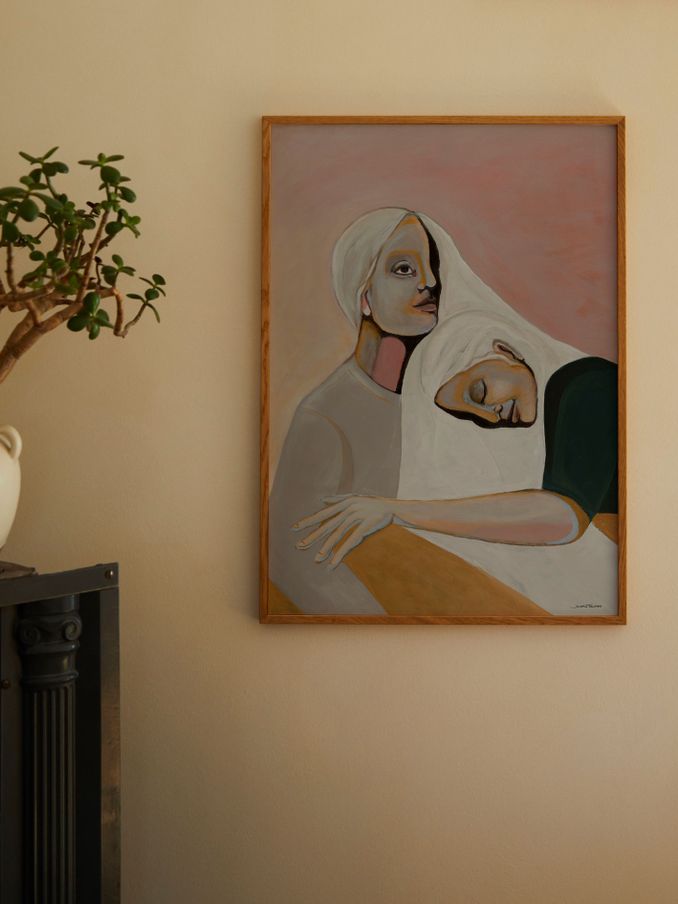 Paper Collective White Sisters I Framed Wall Art Print in Natural Oak Frame (B01954) | £70 - £110