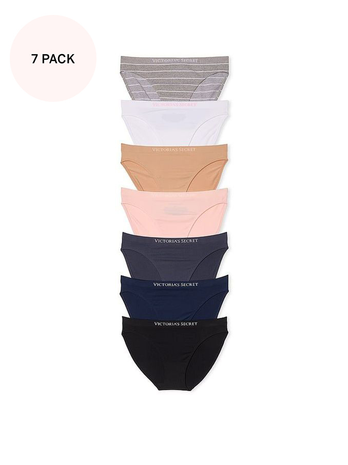 GreyWhiteNudePinkBlueBlack Bikini 7 Pack Knickers (B02996) | £35