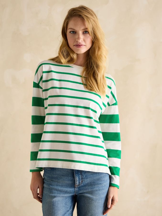 Ellie Green/White Long Sleeve Jersey Top (B04050) | £28