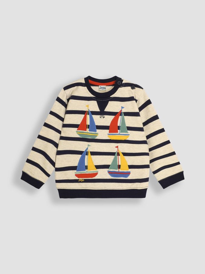 Natural Sailboat Applique Sweatshirt (B04224) | £12