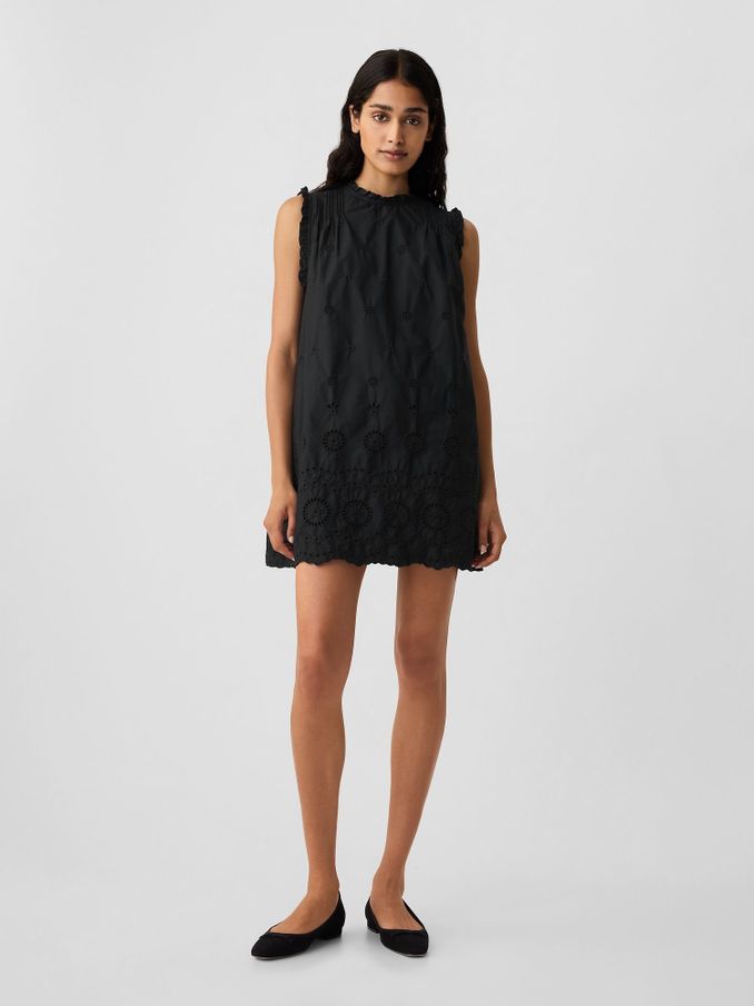 Black DÔEN Eyelet Mini Dress (B04307) | £54