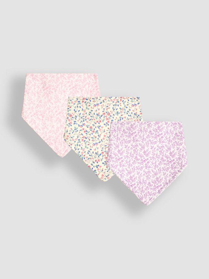 White Baby Ditsy Dribble Bibs 3 Pack (B04493) | £4