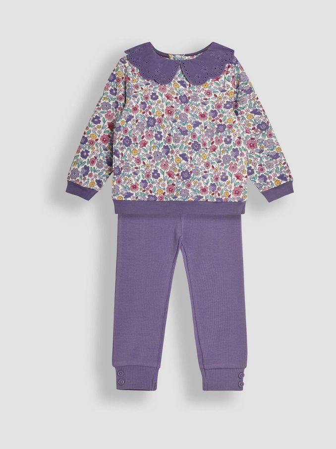 Lilac Floral Print Sweatshirt & Leggings Set (B04527) | £15