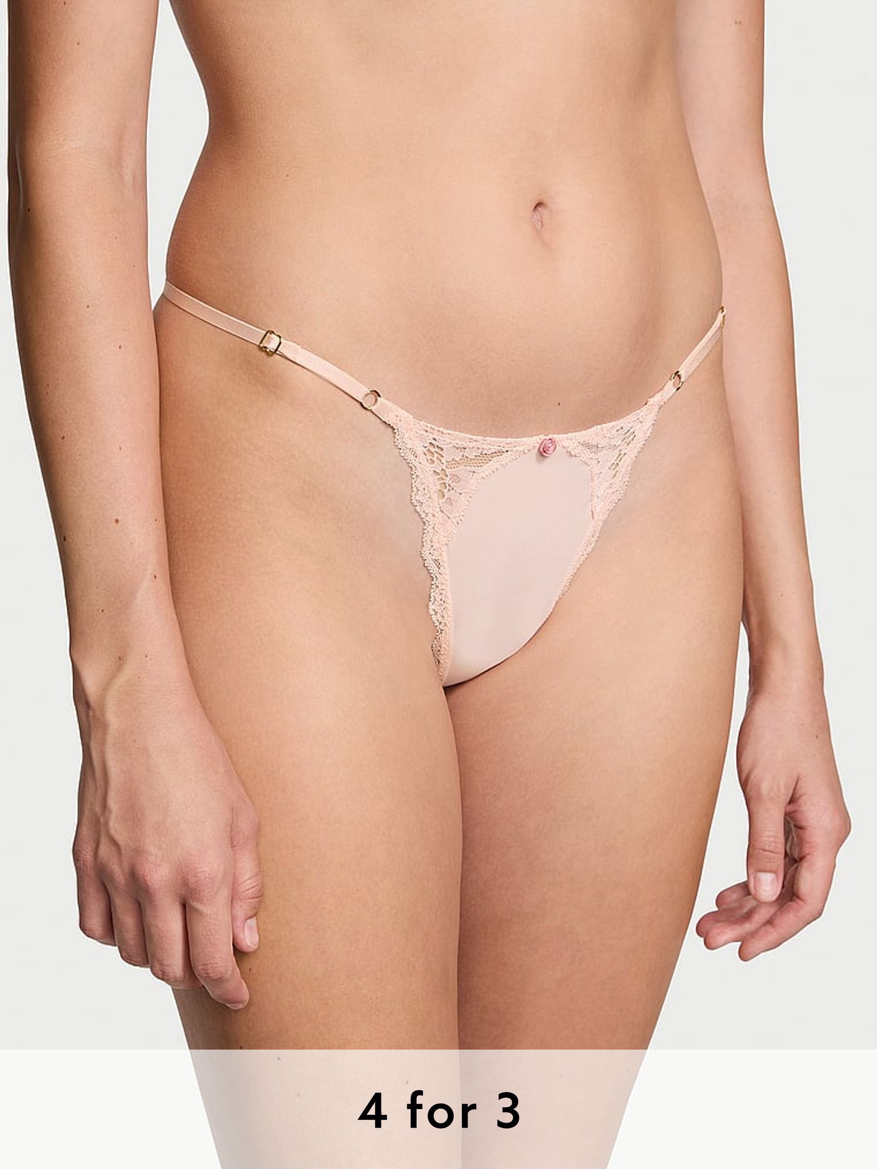 Purest Pink Lace Trim G String Knickers (B04633) | £14