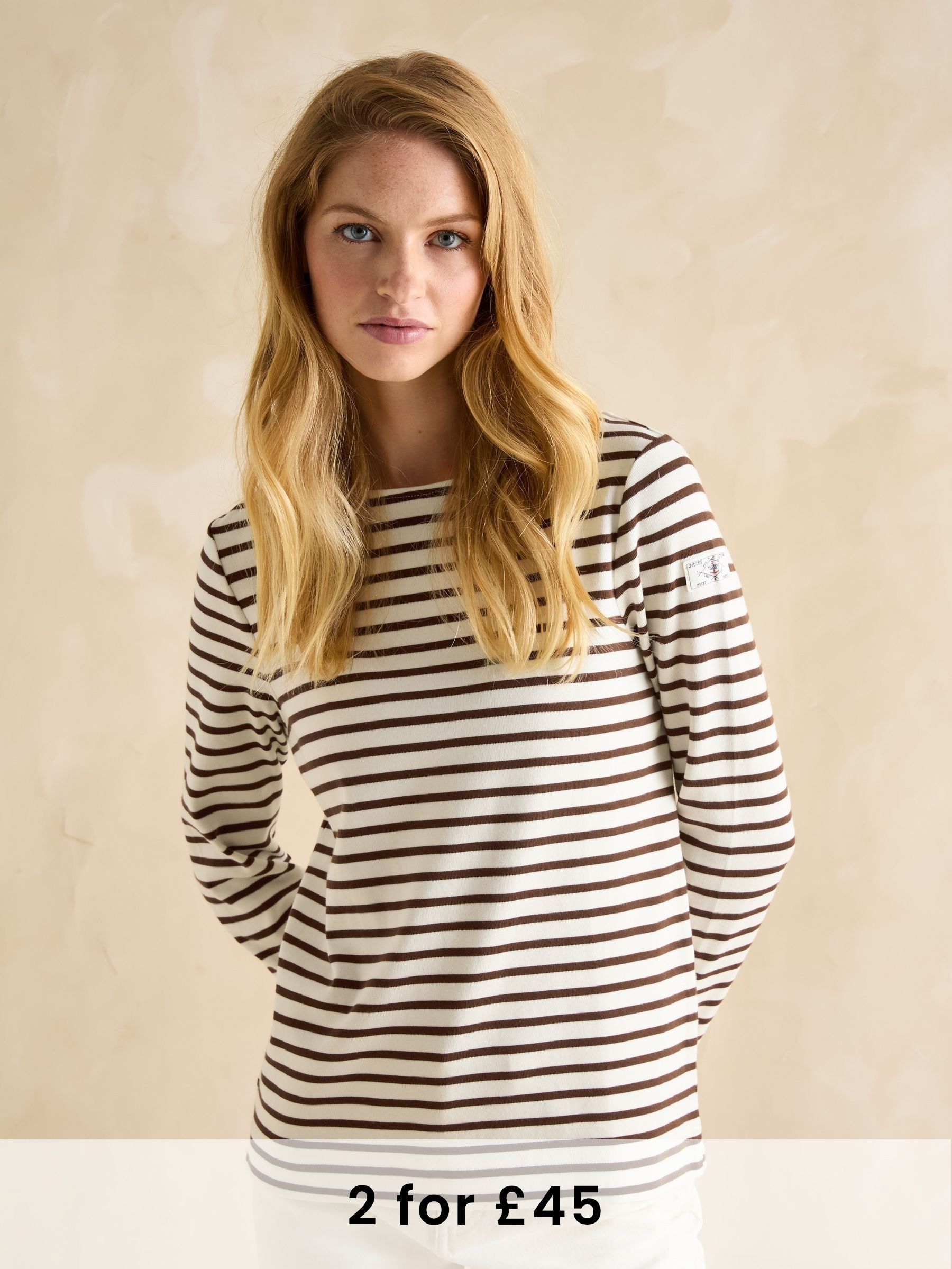 Harbour Brown/Cream Boat Neck Breton Top (B05315) | £30