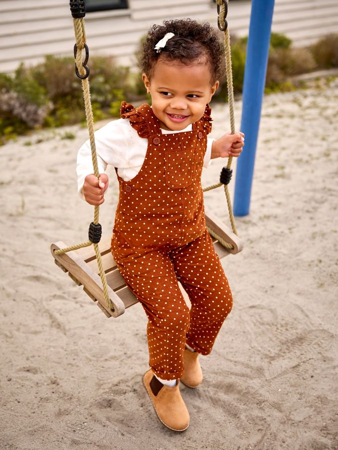Toffee Frill Co-ord Dungarees And Top Set (B06606) | £19