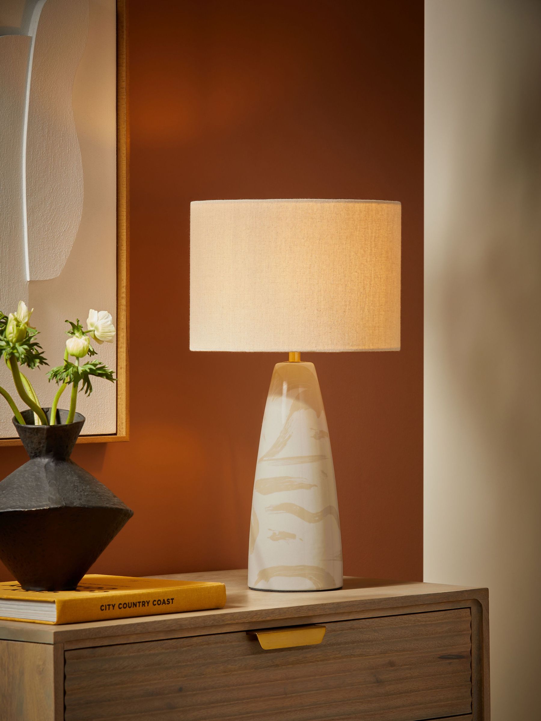 Vince Ceramic Table Lamp in Cream (B07363) | £79