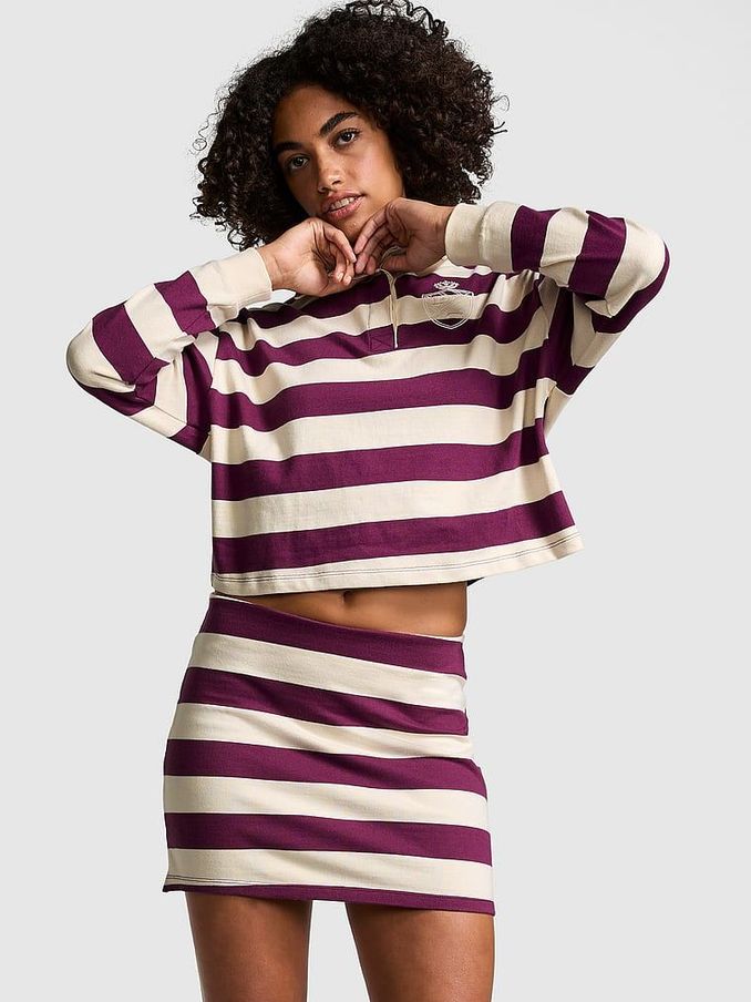 Purple Rose Stripe Rugby Mini Skirt (B07684) | £12