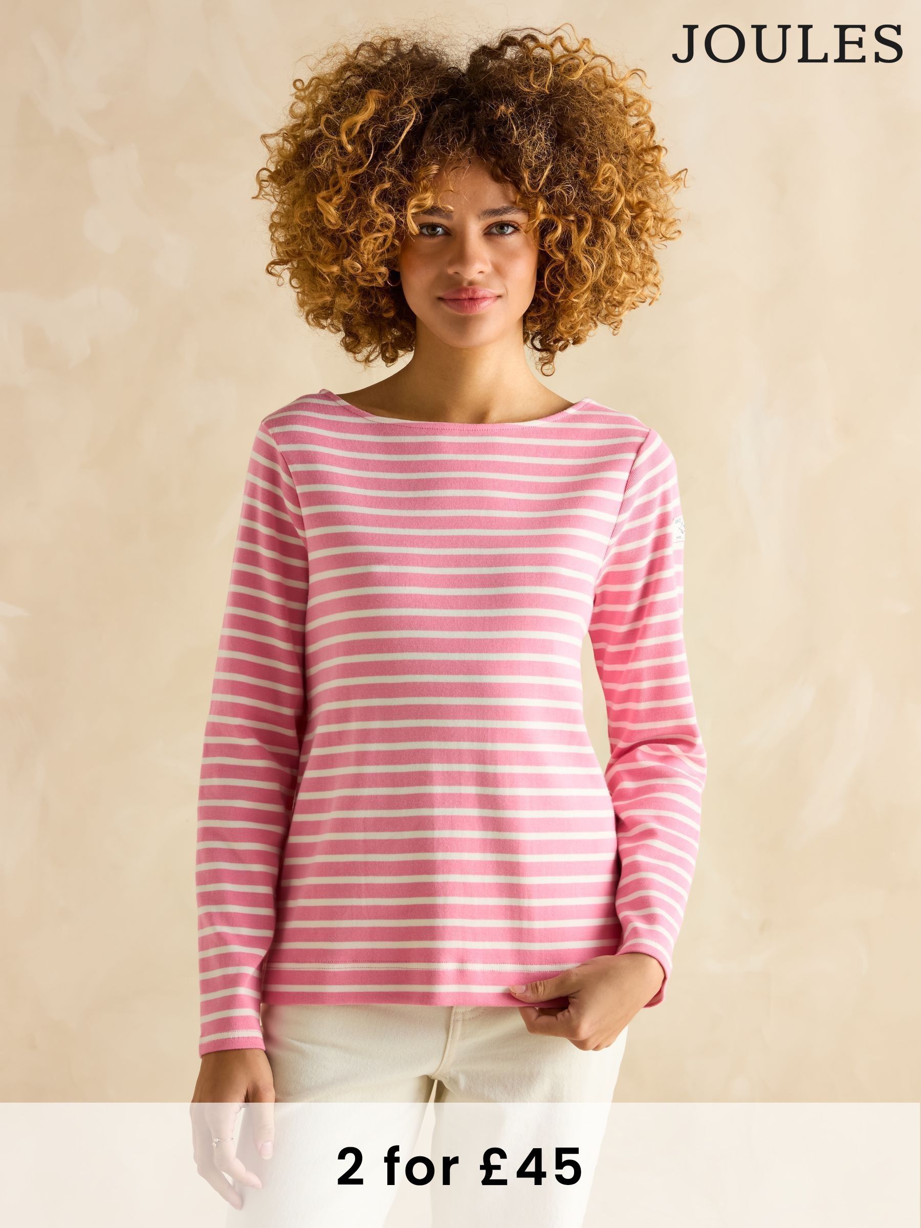 Harbour Pink/White Boat Neck Breton Top (B10038) | £30