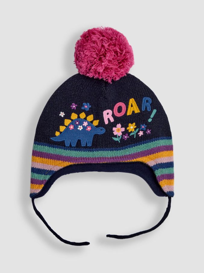 Navy Dinosaur Embroidered Hat (B10694) | £6