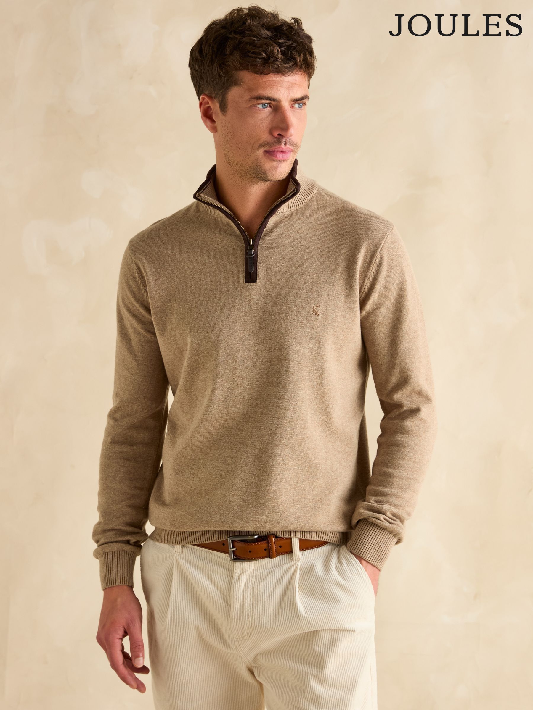 Hillside Oat Quarter Zip Knitted Jumper (B10901) | £49.50