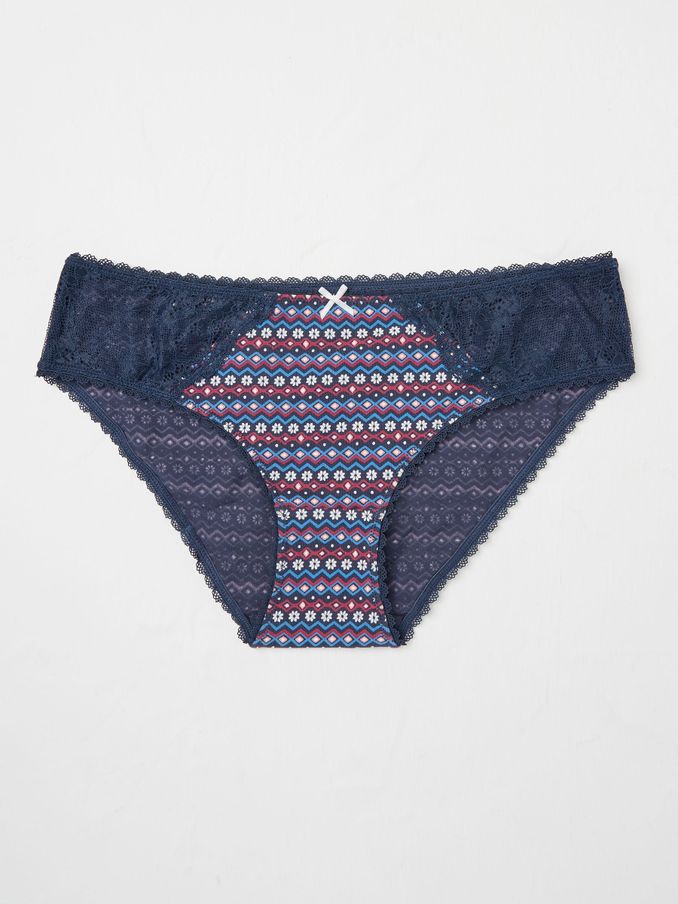 Navy Fair Isle Mini Knickers (B11235) | £4