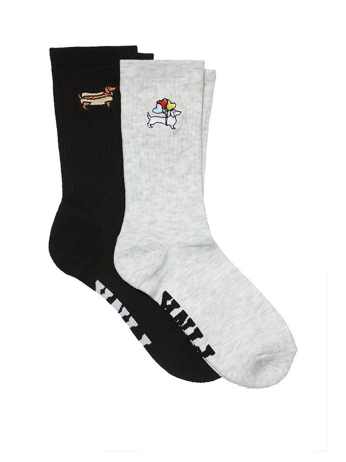 Heather Grey & Pure Black Crew Sock 2-Pack (B12097) | £16