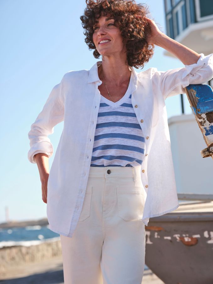 Olivia White Linen Shirt (B12232) | £38