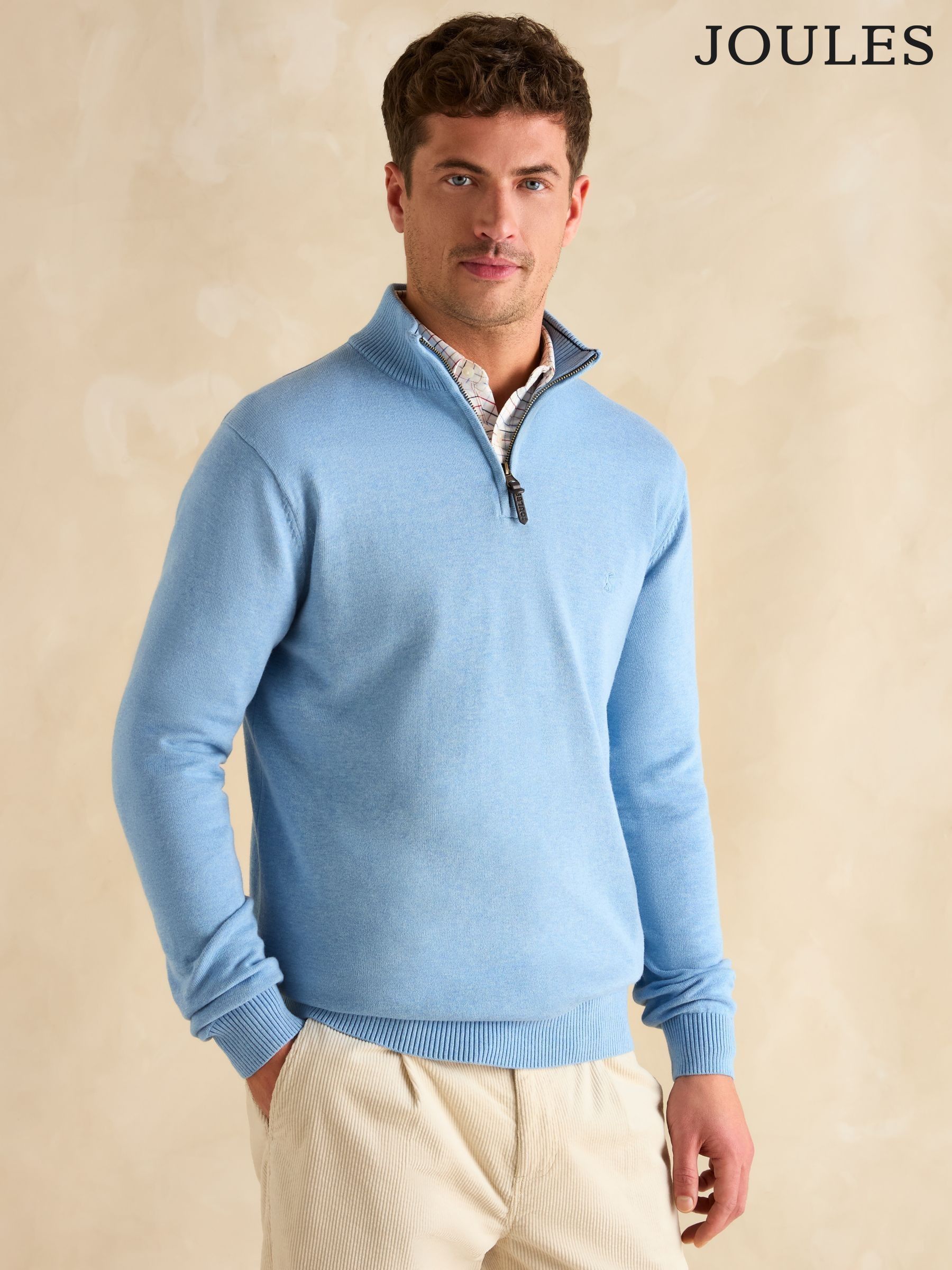 Hillside Blue Quarter Zip Knitted Jumper (B12270) | £49.50