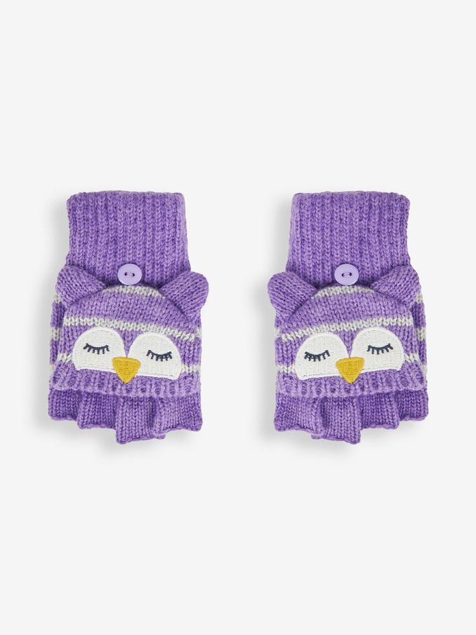 Lilac Owl Striped Gloves (B12278) | £6
