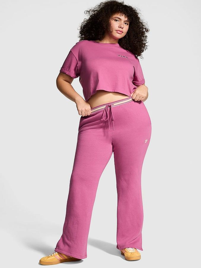 Pink Violet Knitted Flare Fleece Joggers (B12640) | £22