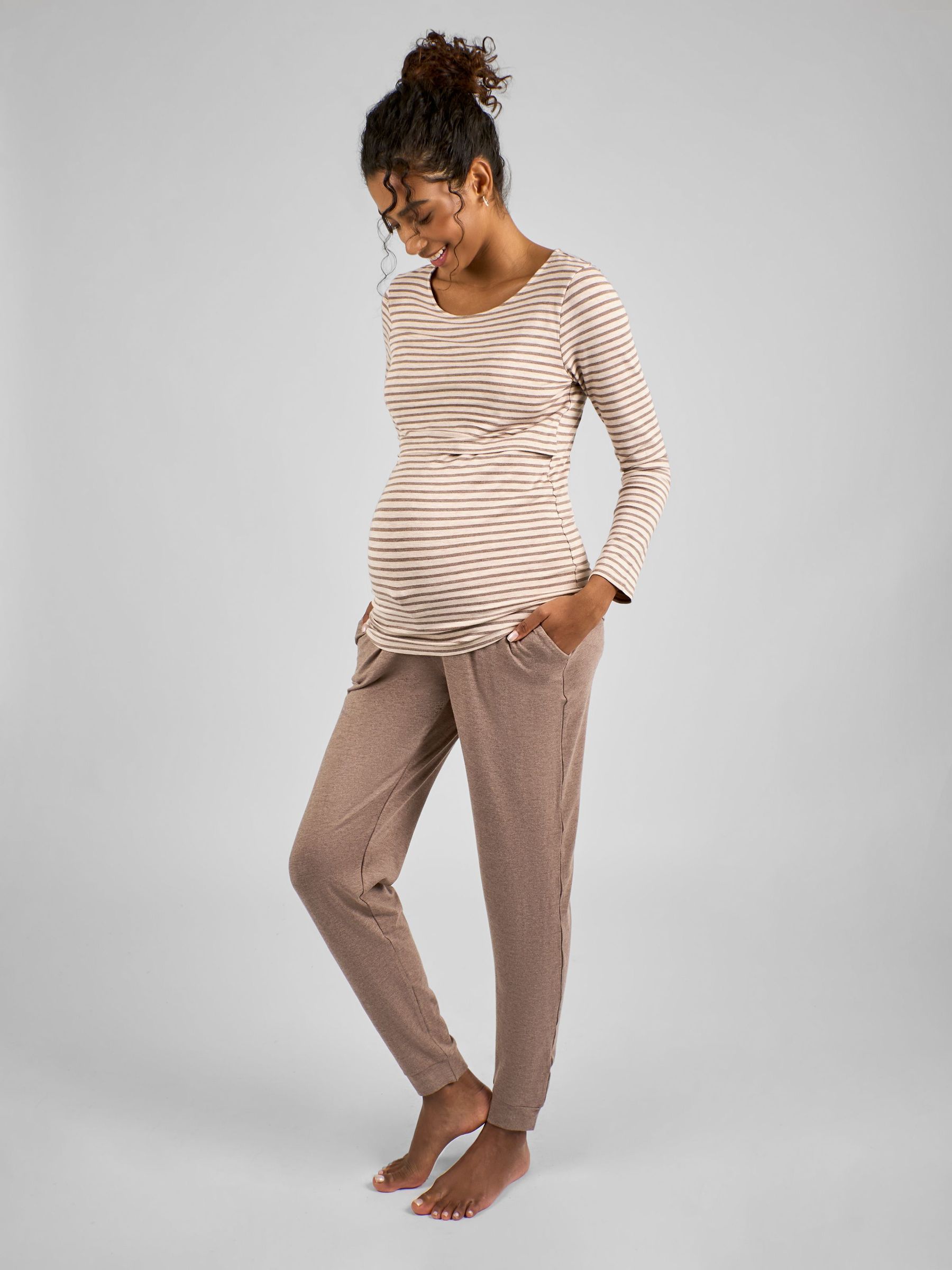 Mocha Brown Maternity and Nursing Pyjamas Set (B12647) | £39.50