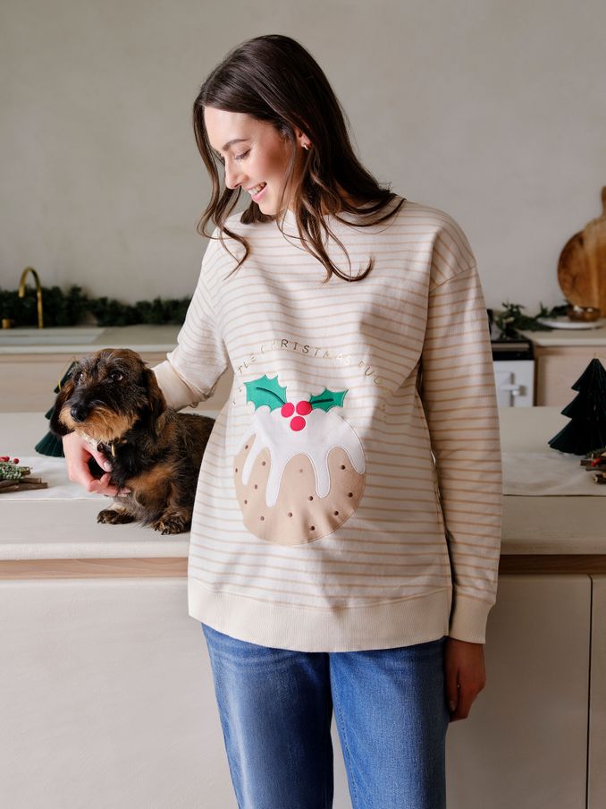 Stone Maternity Christmas Pudding Sweatshirt (B14919) | £15
