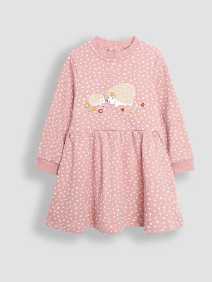 Pink Hedgehog Appliqué Sweat Dress (B15341) | £25
