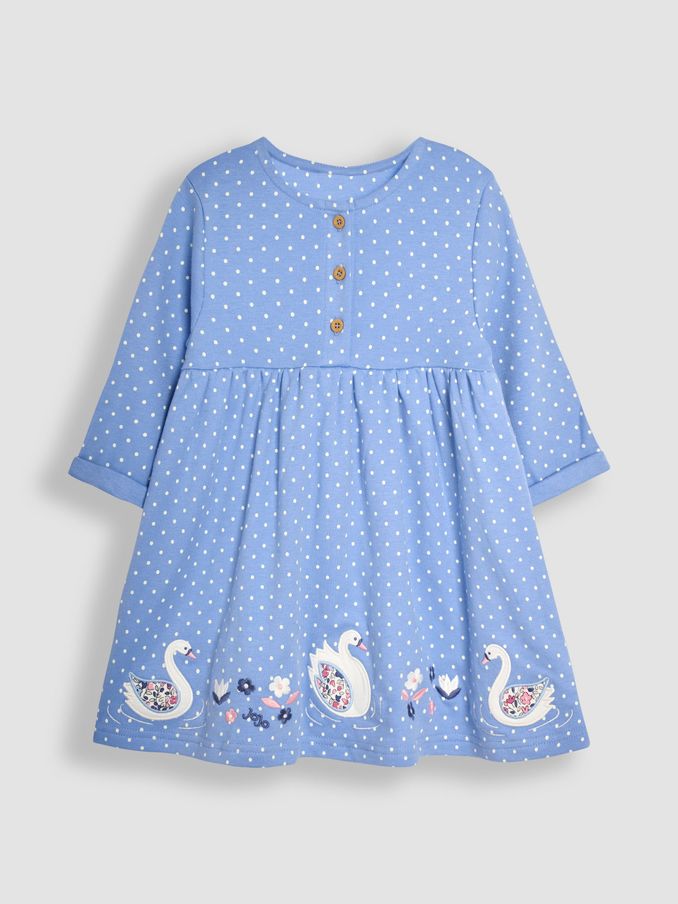 Blue Swan Applique Button Front Dress (B15511) | £11