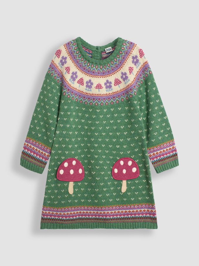 Green Toadstool FairIsle Pattern Knitted Dress (B15585) | £17