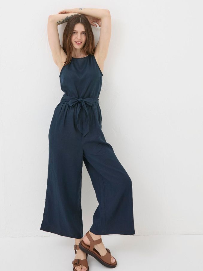 Liz Blue Linen Jumpsuit (B16560) | £44