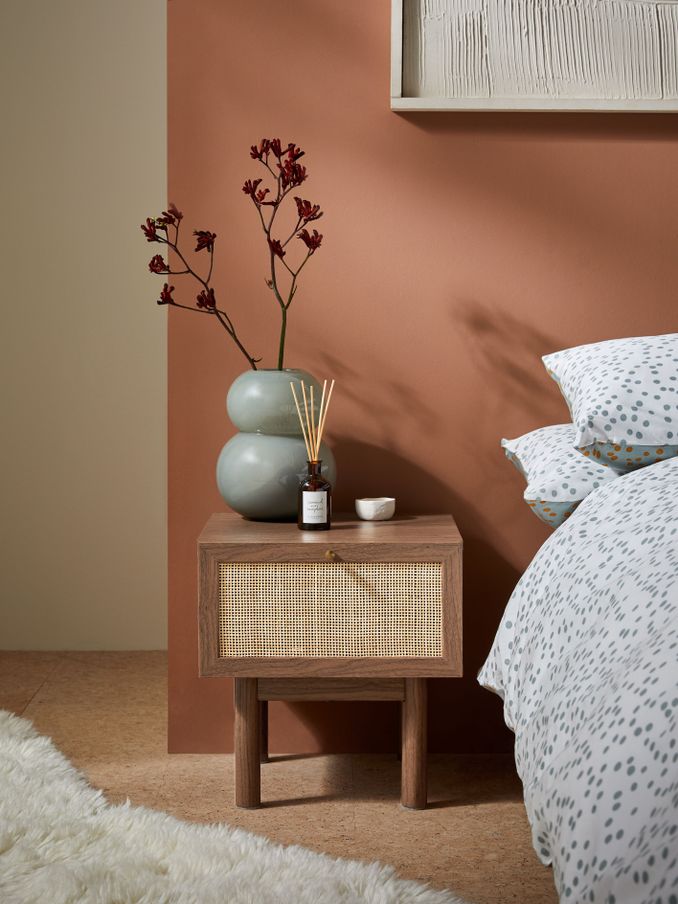 Pavia Rattan Bedside Table in Dark Oak Effect (B17448) | £199
