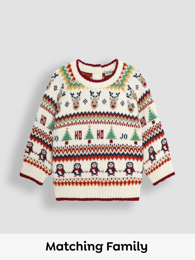 Ecru Knitted Christmas Festive Friends Fair Isle Jumper (B20977) | £15