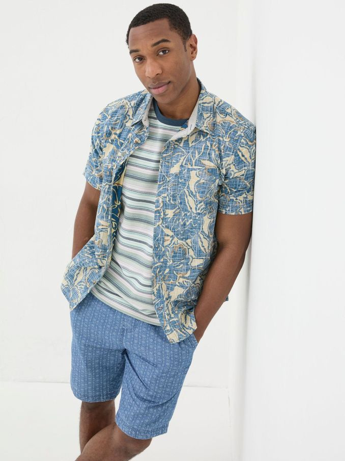 Blue Vintage Tropical Print Shirt (B21786) | £28