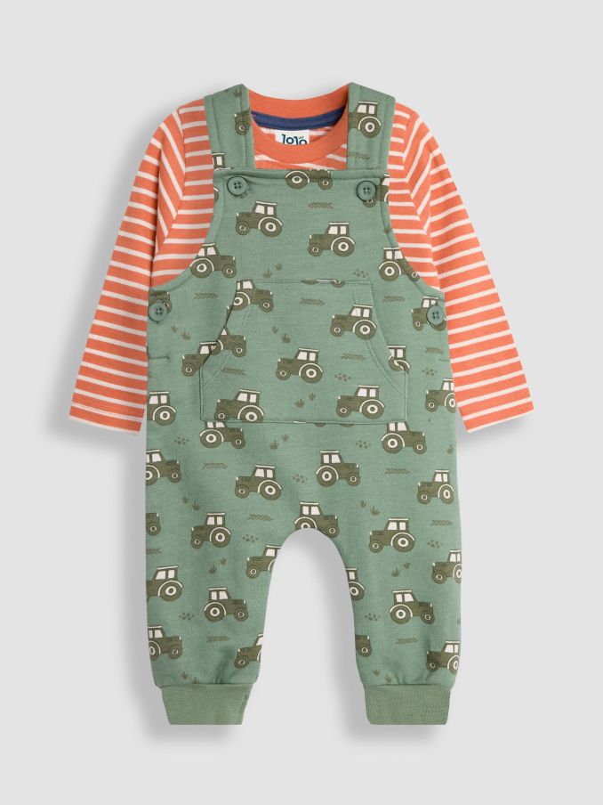 Khaki Print Dungarees & Top Set (B22850) | £11