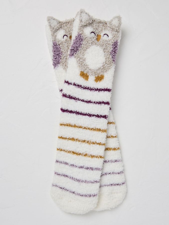 Cream Cosy Owl Socks (B23126) | £6