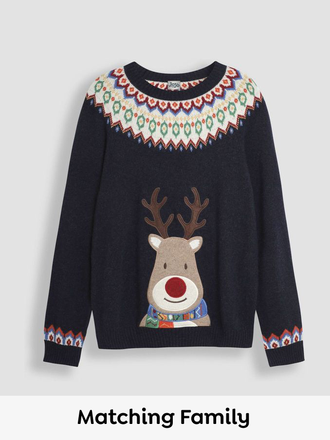 Navy Blue Mens Reindeer Jumper (B24936) | £21
